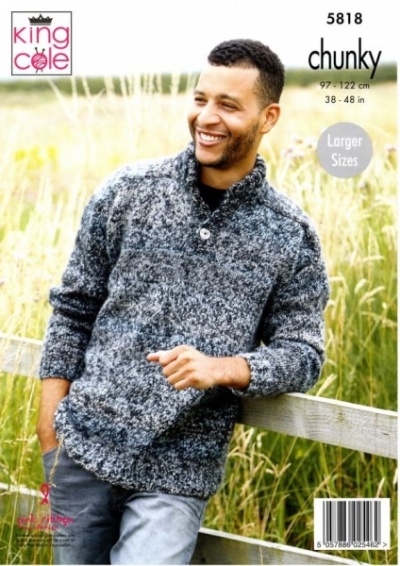 Knitting Pattern - King Cole 5818 - Autumn Chunky - Men's Sweaters